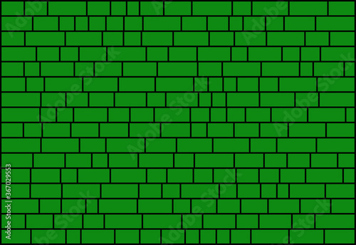 random sized nested green rectangles with black borders, brick wall-like vector background