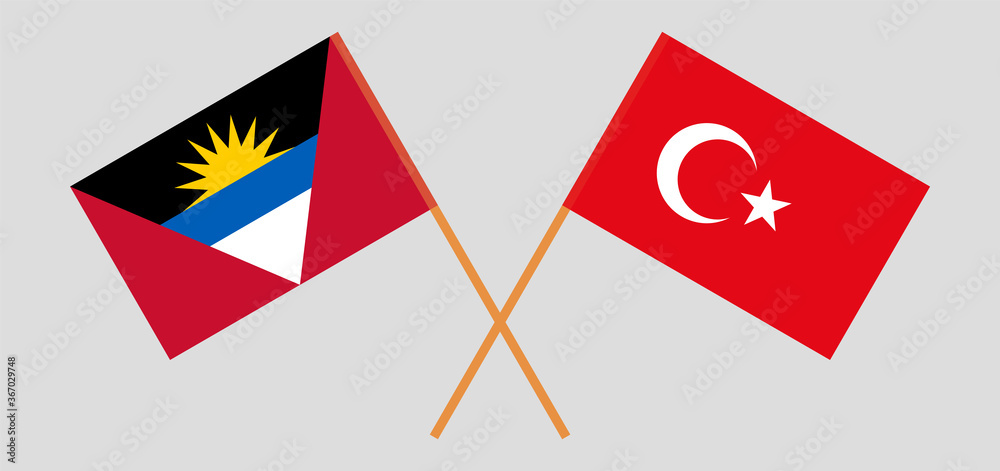 Crossed flags of Turkey and Antigua and Barbuda Crossed flags of Turkey and Antigua and Barbuda