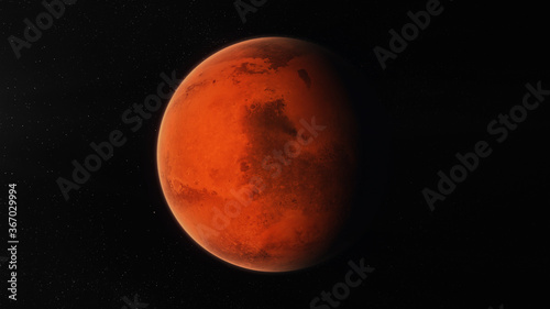 Front View of Planet Mars is the fourth planet from the Sun and the second-smallest planet in the Solar System.