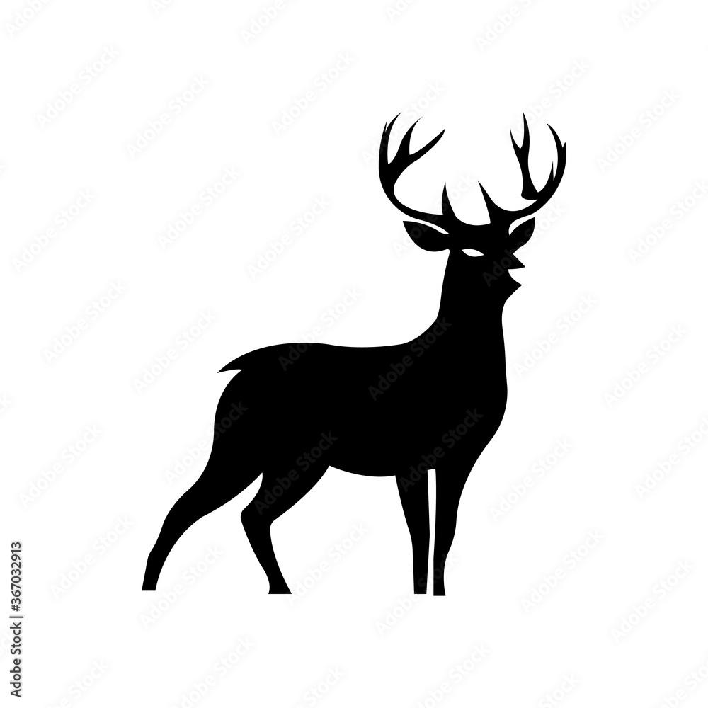 Naklejka premium Deer sillhouette. Vector logo illustration.