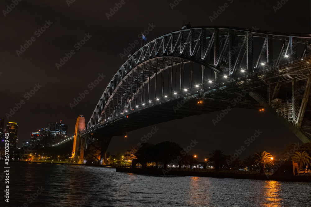 Night panoramic cityscape from Sidney harbour bridge on february, 2018