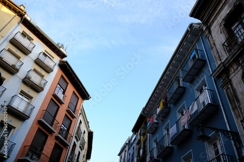 Facades with balconies in old town