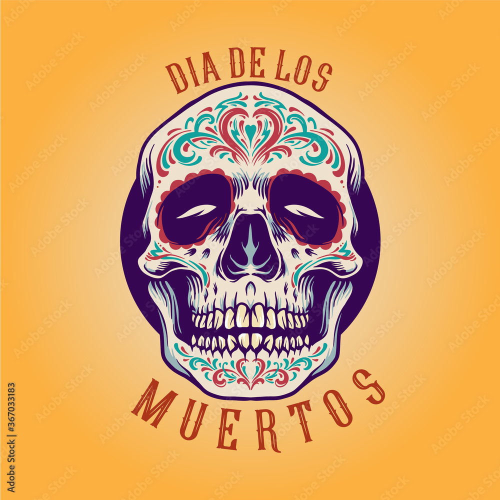 Mexican Sugar skull Dia De Los Muertos Illustrations