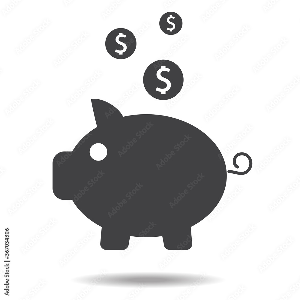 Piggy bank icon vector isolated on white background. Piggy bank icon for web site, sticker, label, logo template and icon design. Piggy bank vector illustration Piggy bank icon vector isolated on white background. Piggy bank icon for web site, sticker, label, logo template and icon design. Piggy bank vector illustration