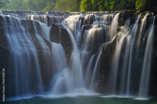 Shifen Waterfall - Famous nature landscape of Taiwan  shot in Pingxi District  New Taipei  Taiwan.