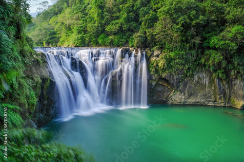Shifen Waterfall - Famous nature landscape of Taiwan, shot in Pingxi District, New Taipei, Taiwan. photo