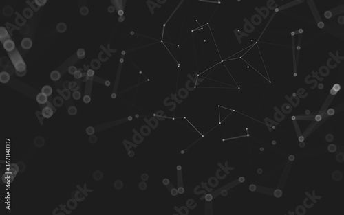 Abstract background. Molecules technology with polygonal shapes, connecting dots and lines. Connection structure. Big data visualization.