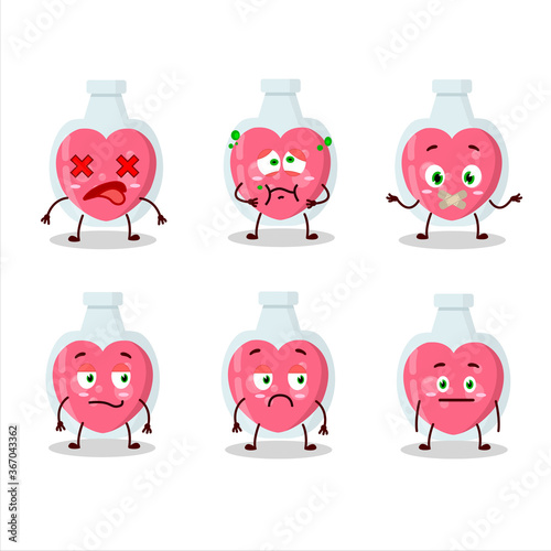 Love potion cartoon character with nope expression