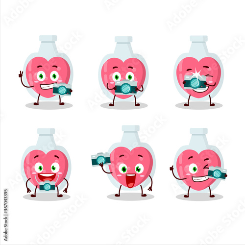 Photographer profession emoticon with love potion cartoon character