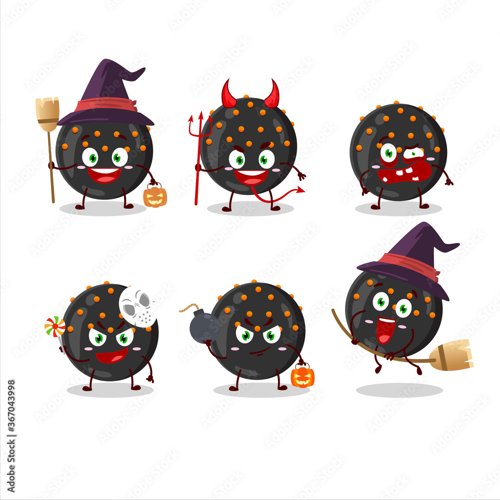 Halloween expression emoticons with cartoon character of halloween black candy