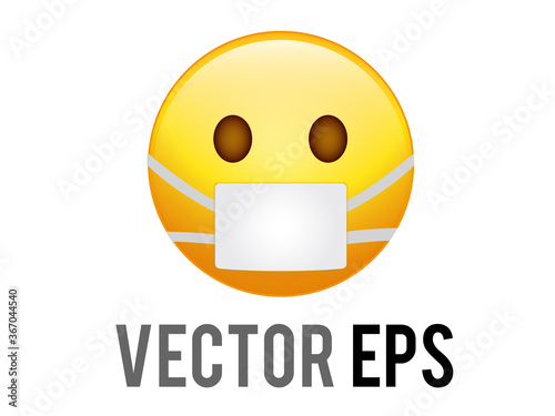 vector gradient yellow careless face emoji icon with wearing protect mask