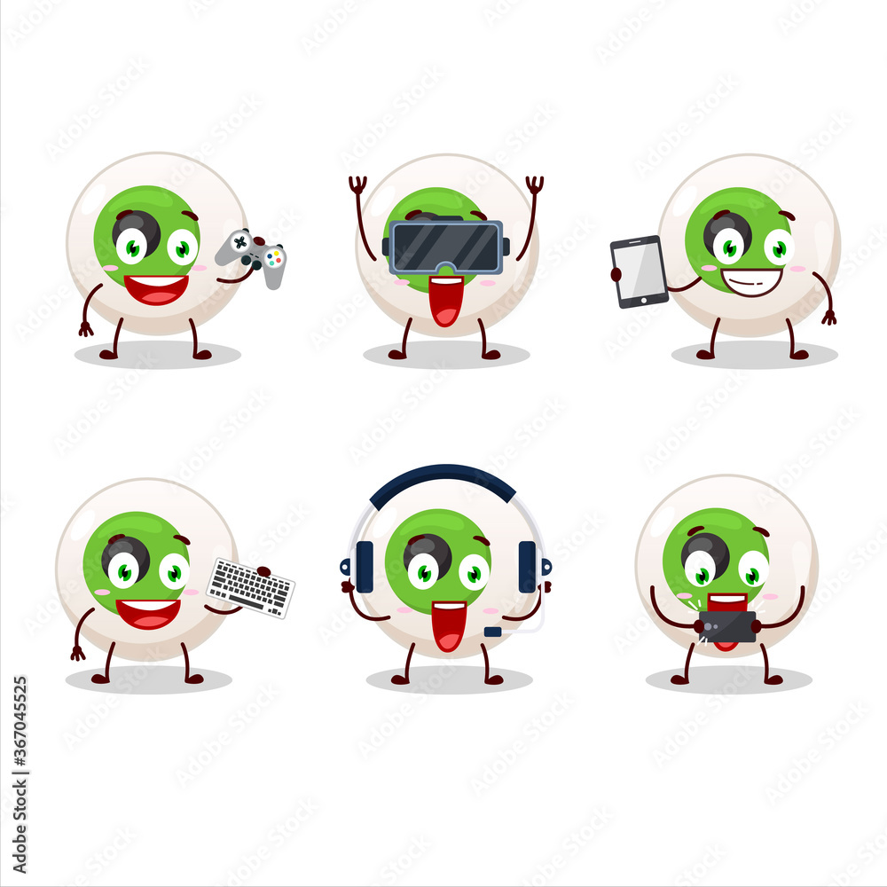 Eye candy cartoon character are playing games with various cute emoticons