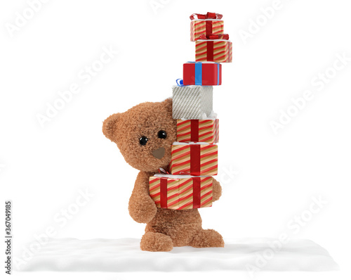 teddy bear with christmas p...