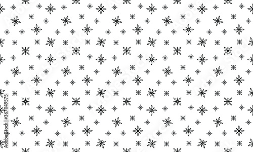 falling snowflakes on a white background  christmas seamless pattern  winter wallpaper  vector illustration linear art design