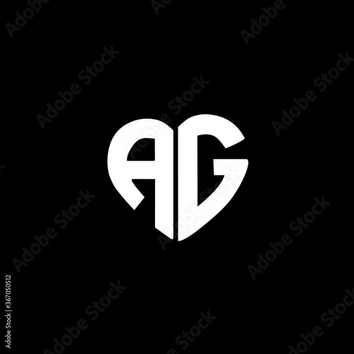 Free Download initial monogram logo letters a and g shaped love isolated black background - GFXLoad