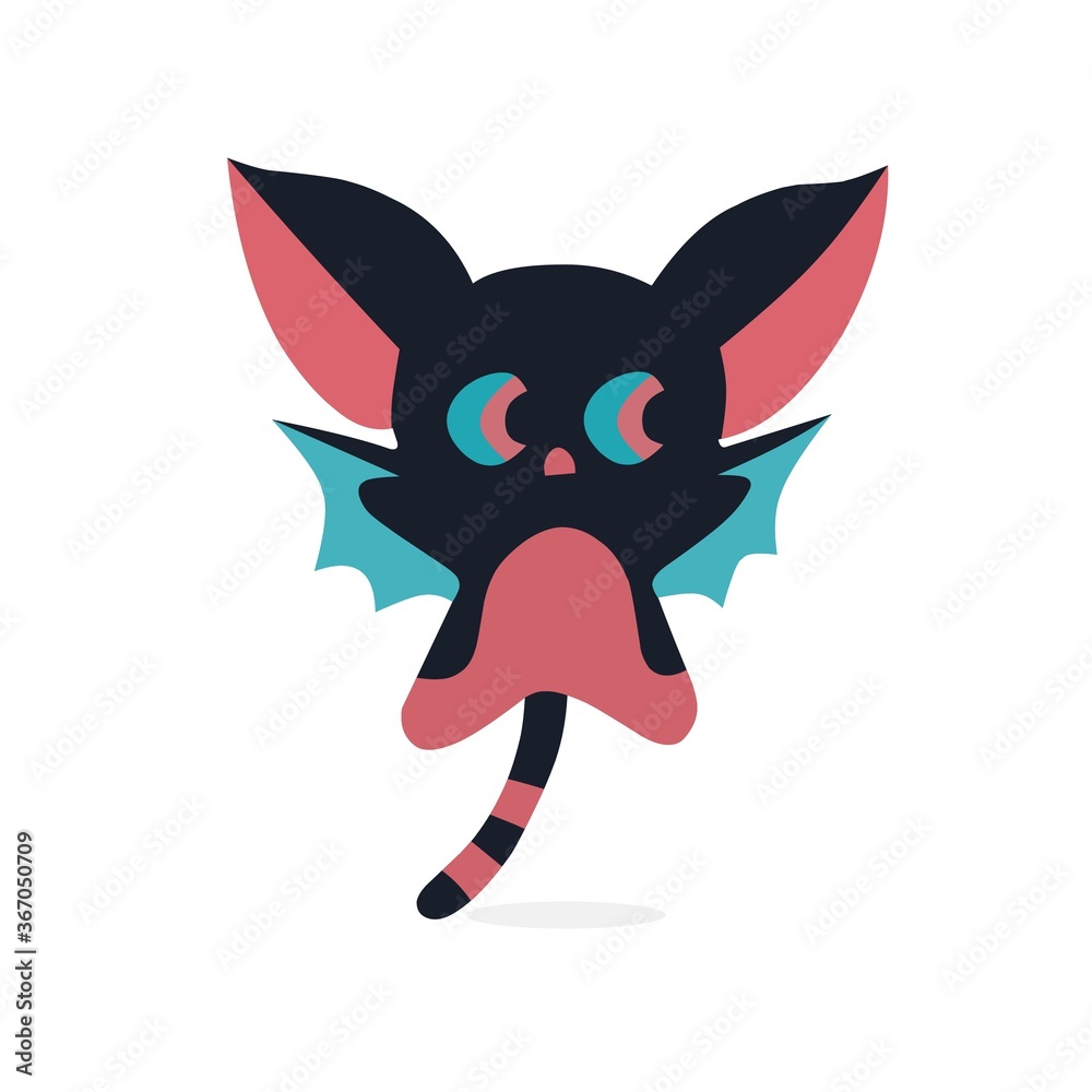 Vector illustration of a cute mascot bat sticker isolated white background Vector illustration of a cute mascot bat sticker isolated white background