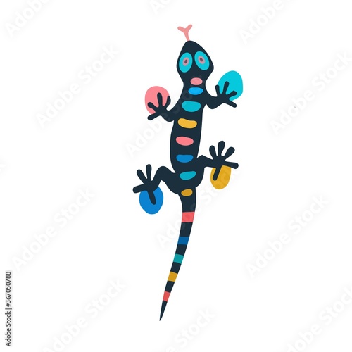 colorful patterned lizard vector illustration isolated white background