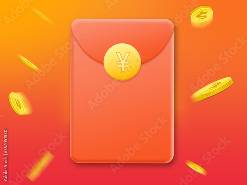 Red packets on a red gradient background