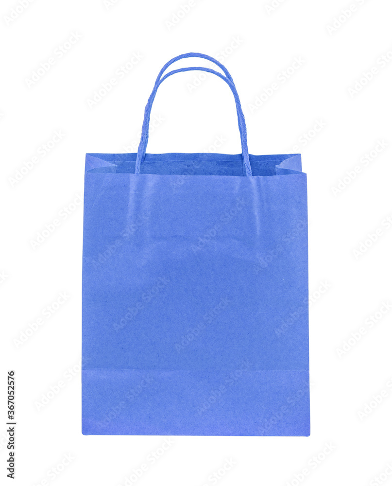 Blank blue paper bag isolated on white background with clipping path Blank blue paper bag isolated on white background with clipping path