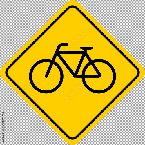 Bicycle Lane Yellow Warning Printable Sticker Road Sign