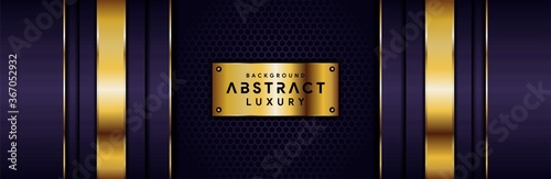 Abstract modern luxury dark purple with golden overlap layers background