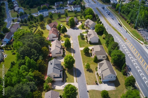 Εκτύπωση καμβά Aerial view of an upscale sub division in suburbs of Atlanta, GA
