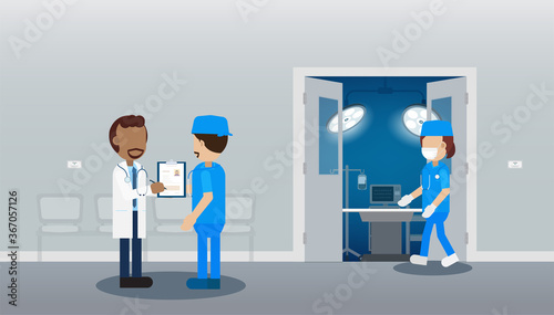 Surgeon team with surgery room