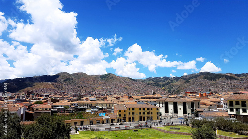panoramic view of the city of Cuzco in the mountains