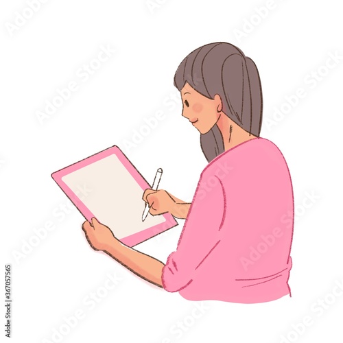 woman with tablet