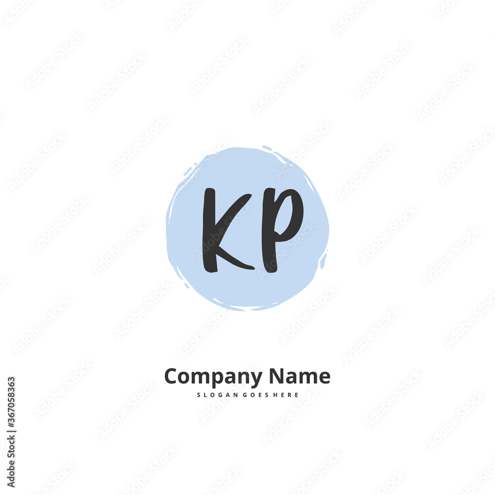 K P KP Initial handwriting and signature logo design with circle. Beautiful design handwritten logo for fashion, team, wedding, luxury logo.