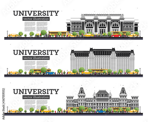 University Campus Set. Study Banners Isolated on White.