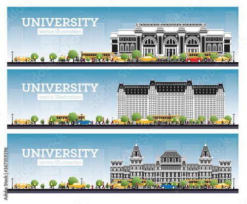 University Campus Set. Study Banners.