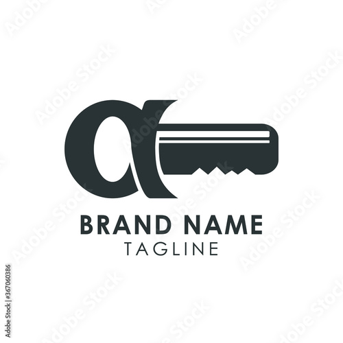 Initial A logo vector design blended with key illustration