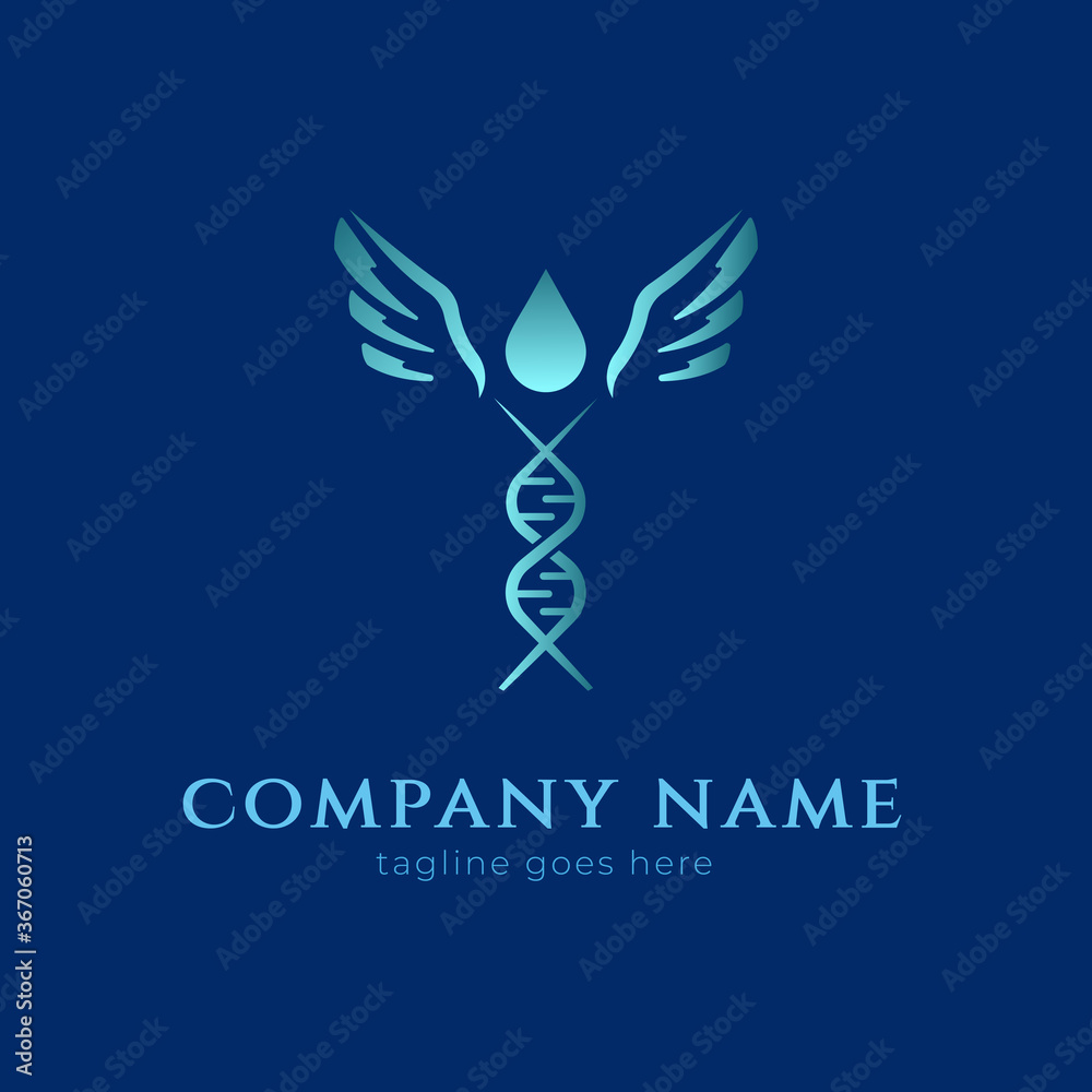 Beauty Angel wing Water Drop Illustration DNA logo Vector Beauty Angel wing Water Drop Illustration DNA logo Vector