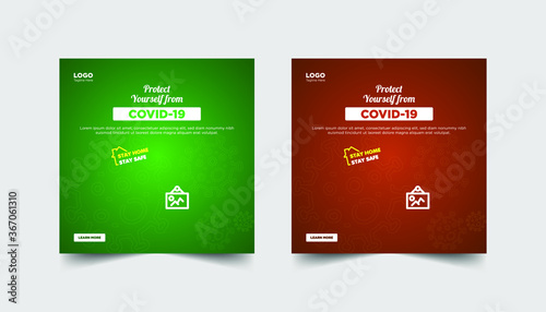 protect yourself from covid-19, together we create together we fight social media banner template 