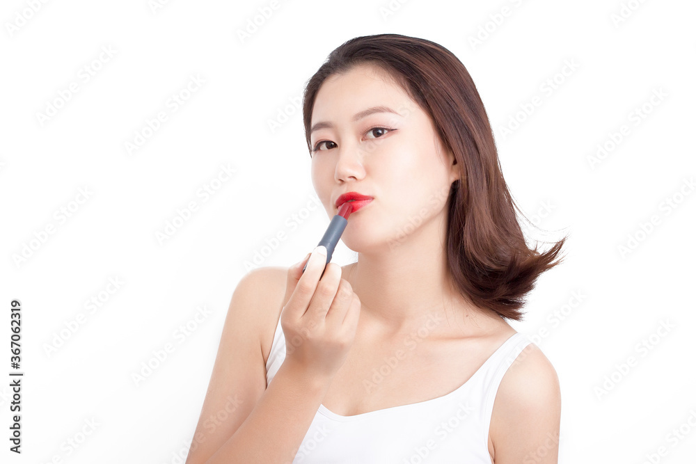 The girl in makeup in the vest The girl in makeup in the vest