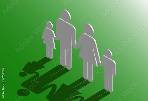 A family of four stick figures