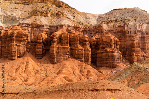 Surreal patterns in mountain faces of Capitol Reef National Park, Utah