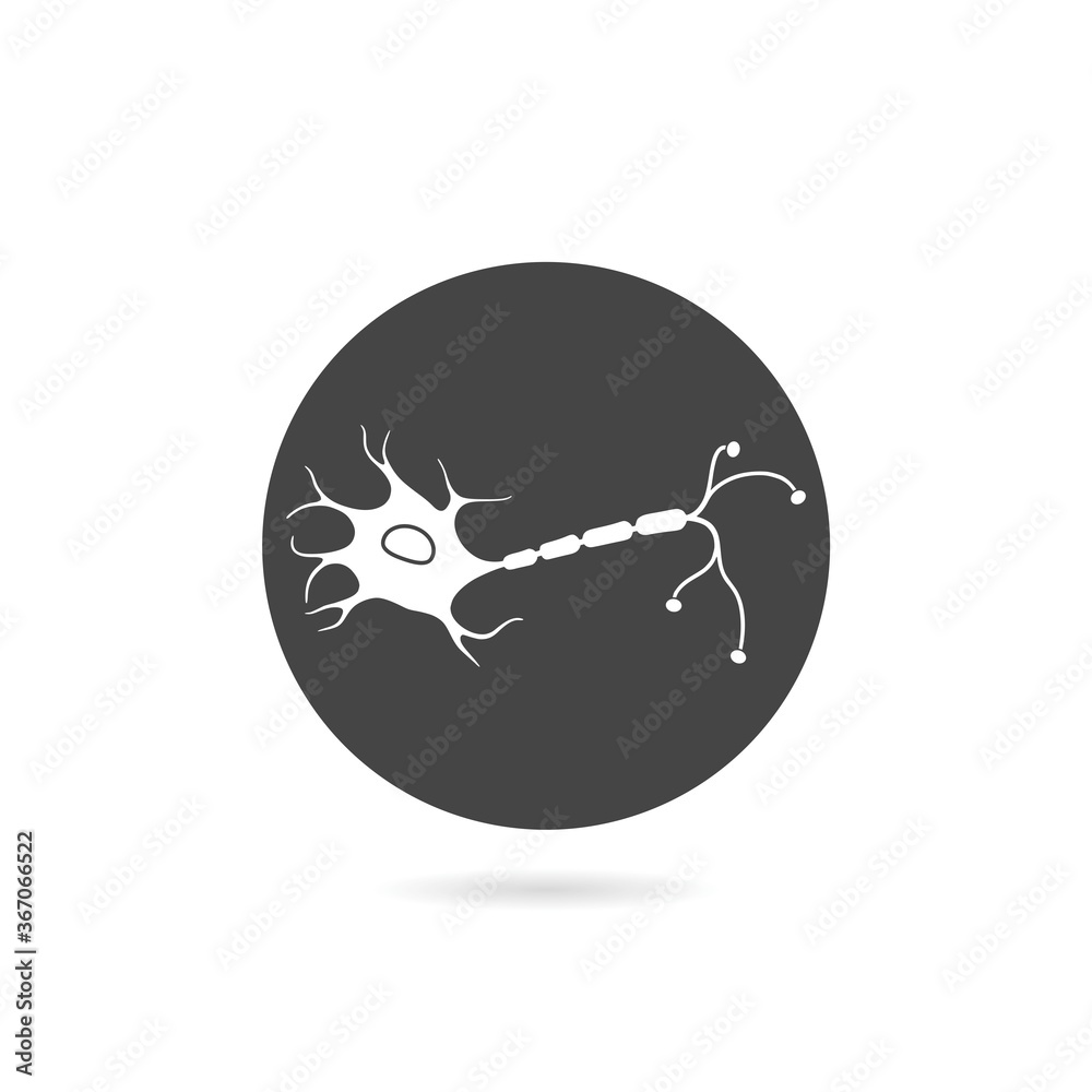 Nerve cell icon with shadow Nerve cell icon with shadow
