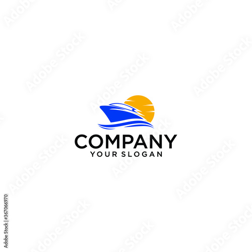 Ship logo, nautical sailing boat icon vector design