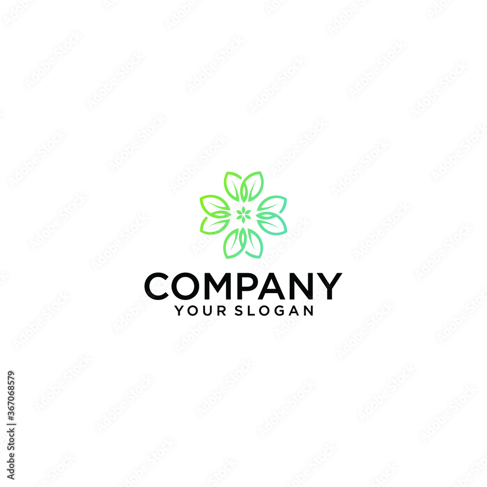 Vector abstract logo design template for alternative medicine, health center and yoga studios - emblem made with leaves and lines