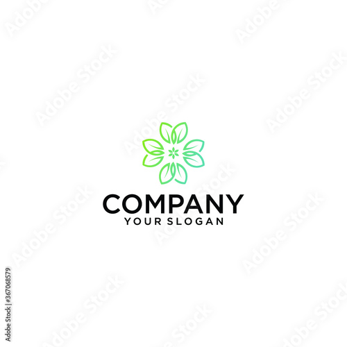 Vector abstract logo design template for alternative medicine, health center and yoga studios - emblem made with leaves and lines