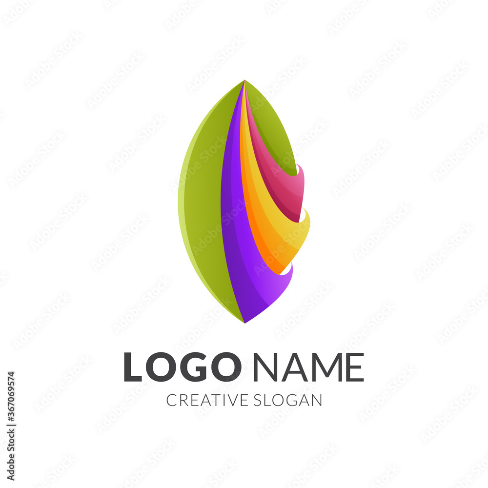leaf logo concept, modern 3d logo style in gradient vibrant colors leaf logo concept, modern 3d logo style in gradient vibrant colors