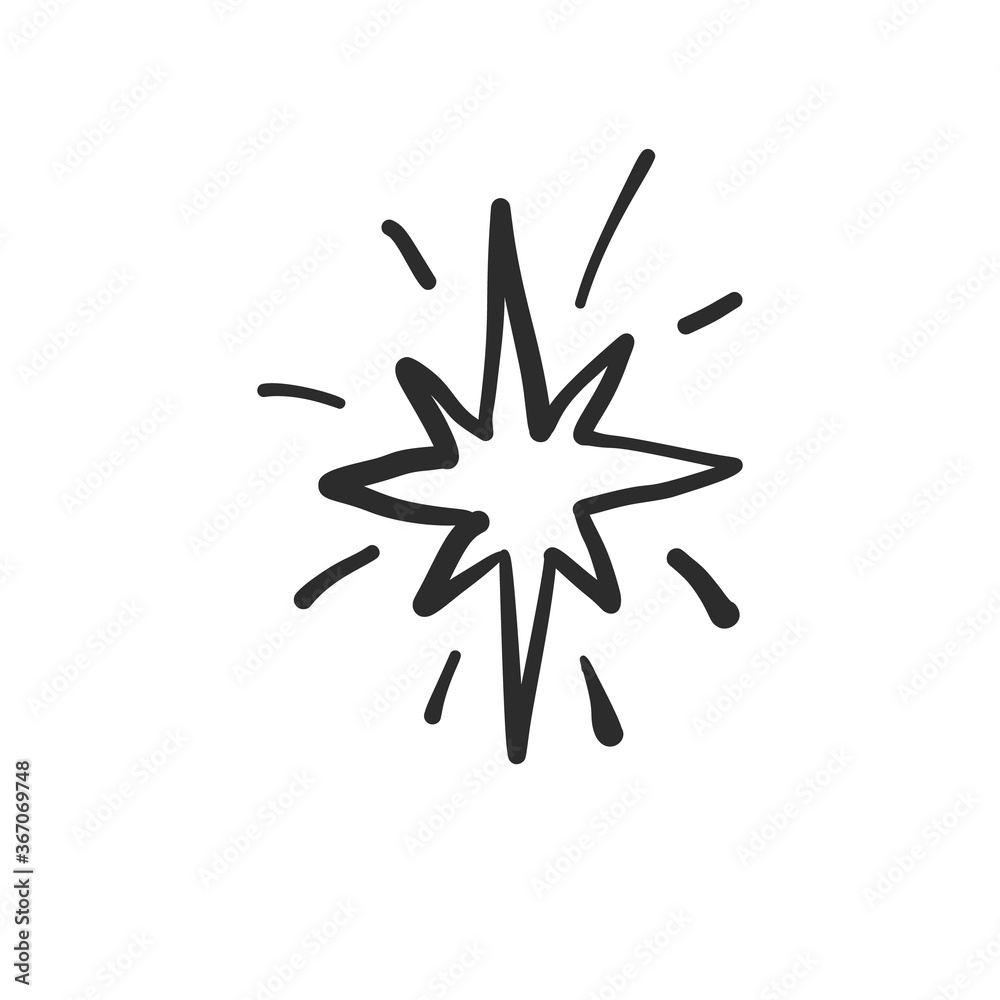 Christmas star. Hand drawn sketch simple icon. Black doodle on white background. Textile design texture. Vector line sketch. Christmas star. Hand drawn sketch simple icon. Black doodle on white background. Textile design texture. Vector line sketch.