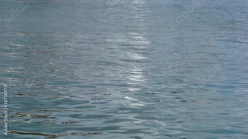 The water surface of the wide river. Reflected light on the water surface.