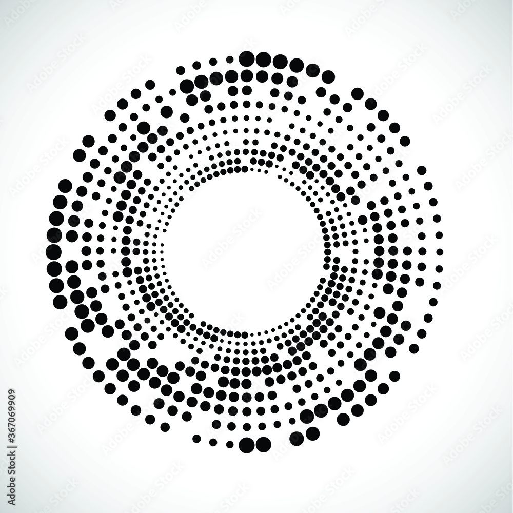 Halftone dots in circle form. round logo . vector dotted frame . design element