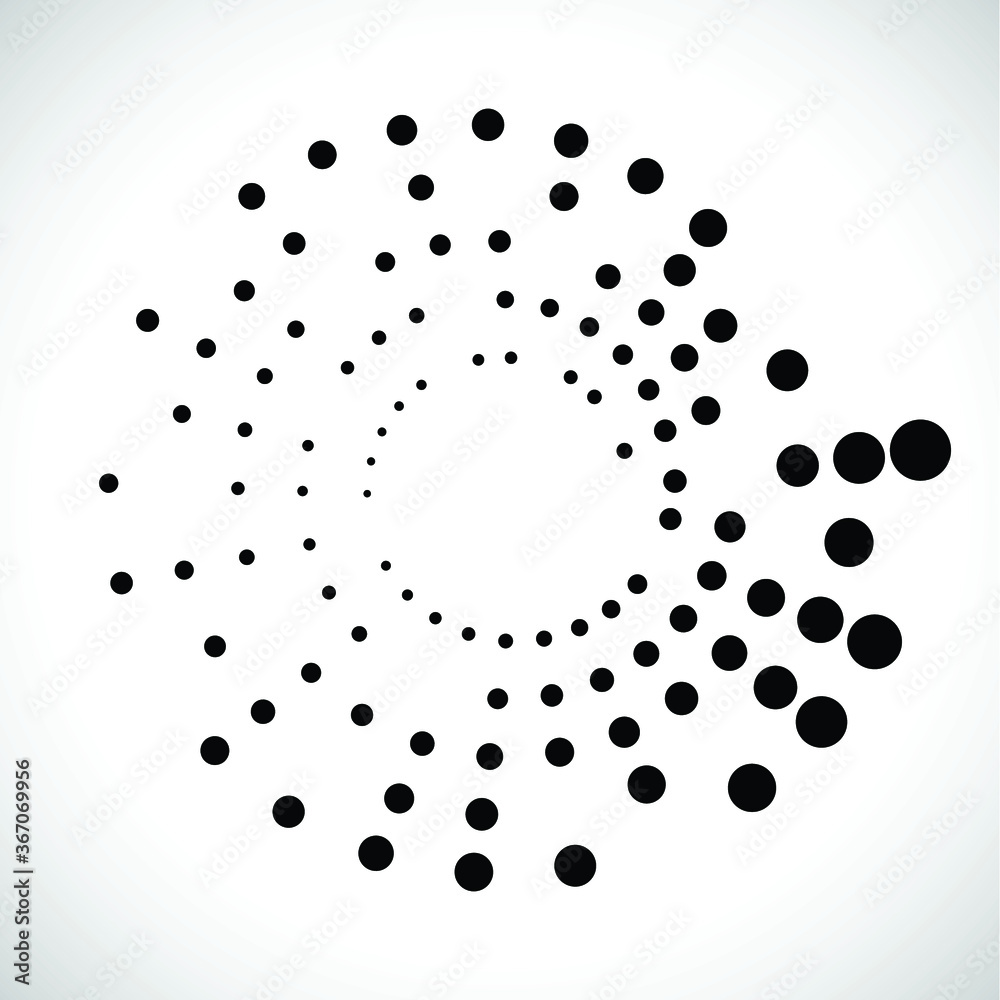 Halftone dots in circle form. round logo . vector dotted frame . design element