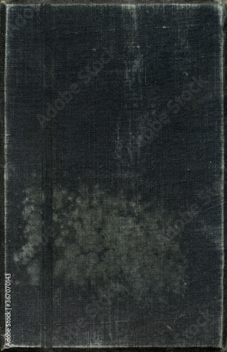 Textile texture. Black old book cover. Rough canvas surface. Blank retro page. Empty place for text. Perfect for background and vintage style design.