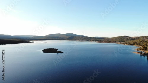 Lake Davis California at Sunset Aerial Drone photo