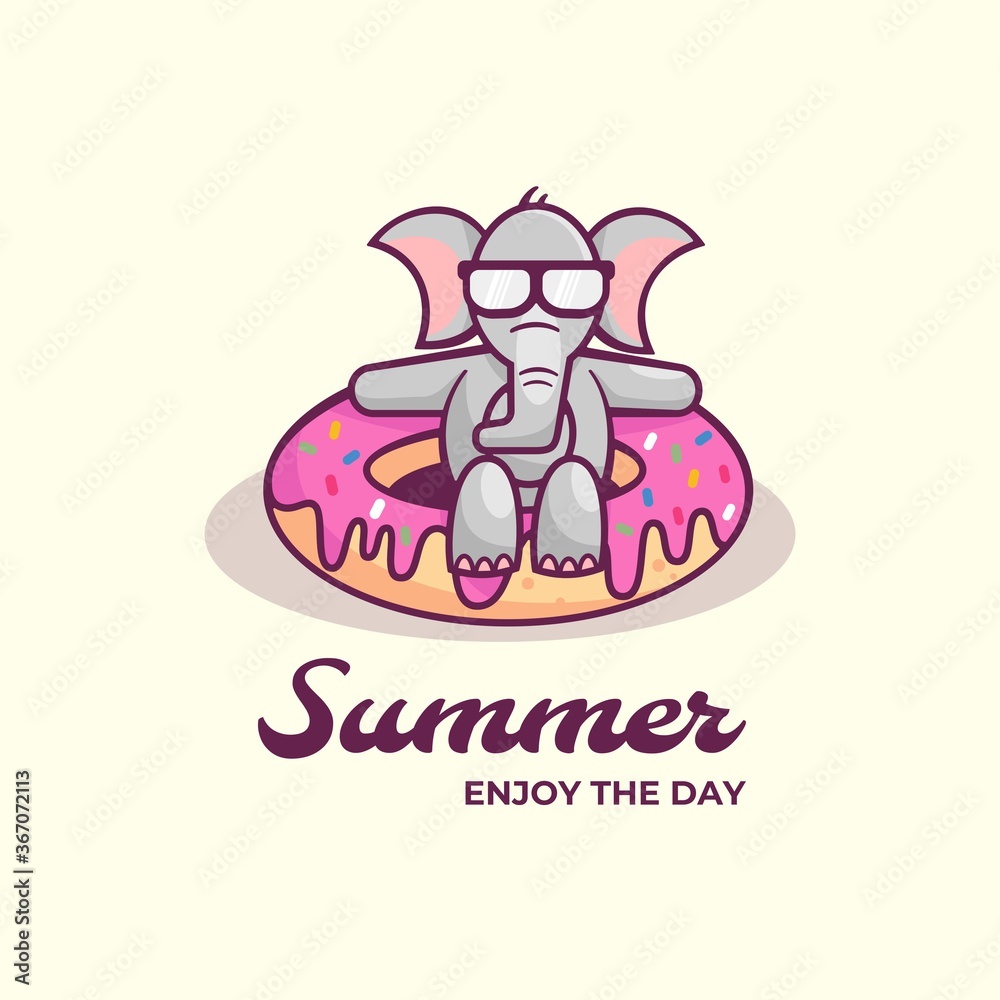 Vector Logo Illustration Summer Simple Mascot Style.